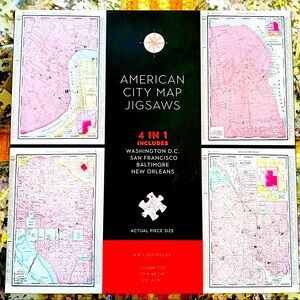NEW in BOX American city map jigsaw puzzles, 4 in 1